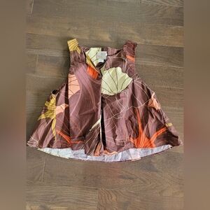 Alice + UO, Cropped Cotton Blouse, Multi-Colored Tropical Leaf Print, Size Small